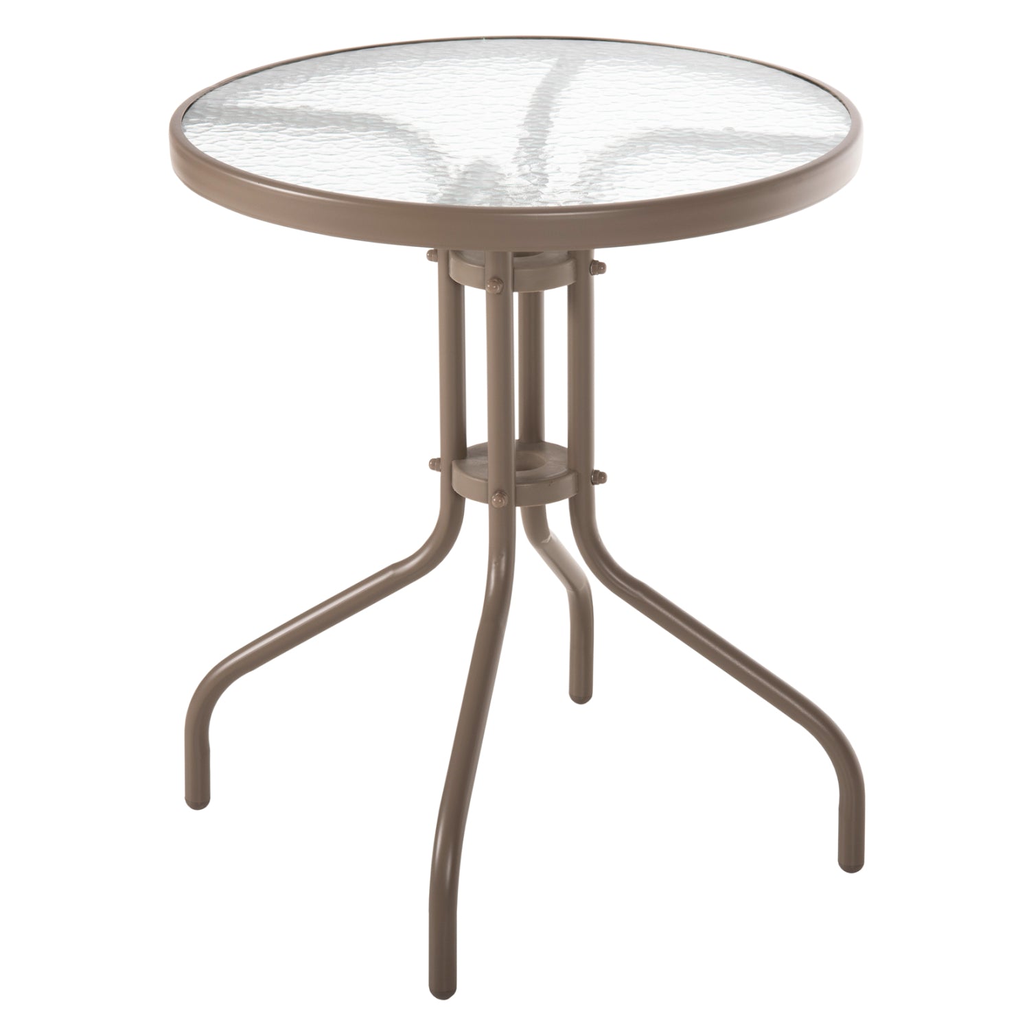 OUTDOOR ROUND TABLE LIMA HM5079.04 METAL IN CHAMPAGNE COLOR-GLASS TABLETOP Φ60x70Hcm image 1