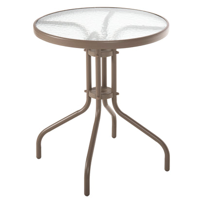 OUTDOOR ROUND TABLE LIMA HM5079.04 METAL IN CHAMPAGNE COLOR-GLASS TABLETOP Φ60x70Hcm image 1