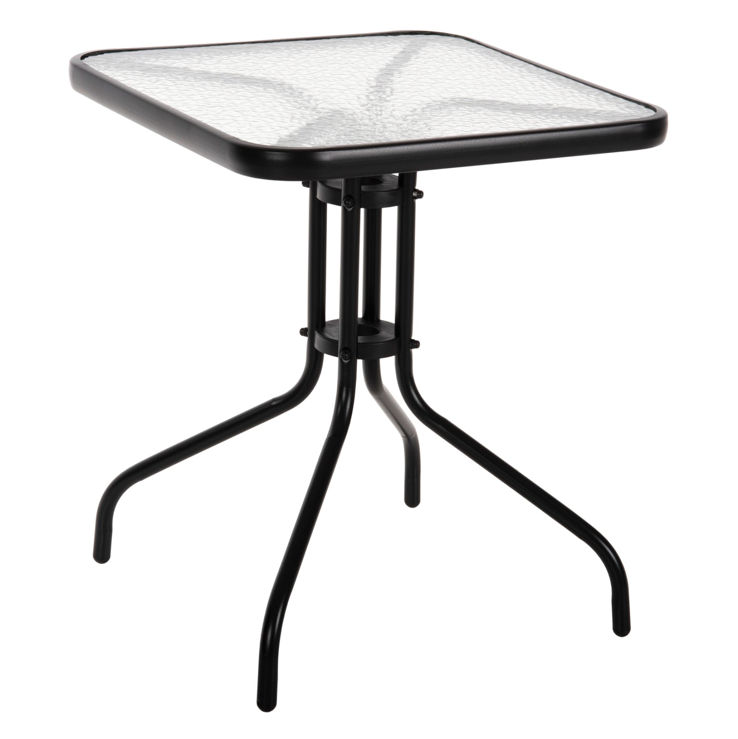 OUTDOOR TABLE SQUARE FIGO HM5035.03 BLACK METAL-GLASS TABLETOP 60Χ60Χ70Hcm image 1