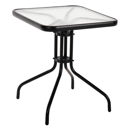 OUTDOOR TABLE SQUARE FIGO HM5035.03 BLACK METAL-GLASS TABLETOP 60Χ60Χ70Hcm image 1