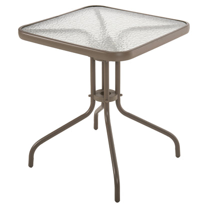 OUTDOOR TABLE SQUARE FIGO HM5035.04 CHAMPAGNE METAL-GLASS TABLETOP 60Χ60Χ70Hcm image 1