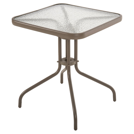 OUTDOOR TABLE SQUARE FIGO HM5035.04 CHAMPAGNE METAL-GLASS TABLETOP 60Χ60Χ70Hcm image 1