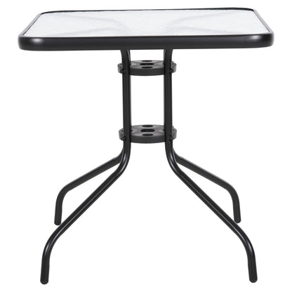 OUTDOOR TABLE SQUARE FIGO HM5036.03 BLACK METAL-GLASS TABLETOP 70Χ70Χ70Hcm