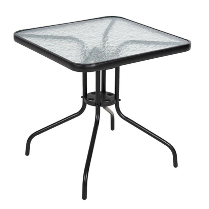 OUTDOOR TABLE SQUARE FIGO HM5036.03 BLACK METAL-GLASS TABLETOP 70Χ70Χ70Hcm image 1