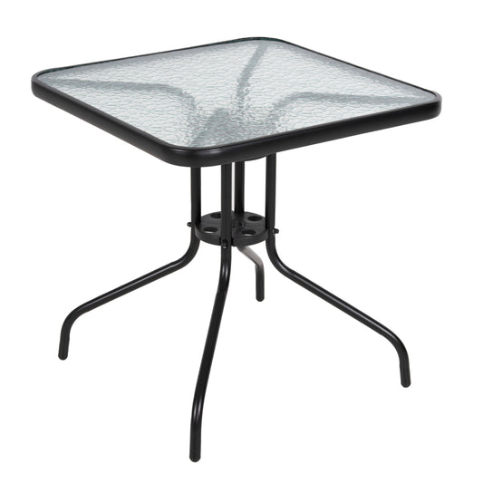 OUTDOOR TABLE SQUARE FIGO HM5036.03 BLACK METAL-GLASS TABLETOP 70Χ70Χ70Hcm image 1