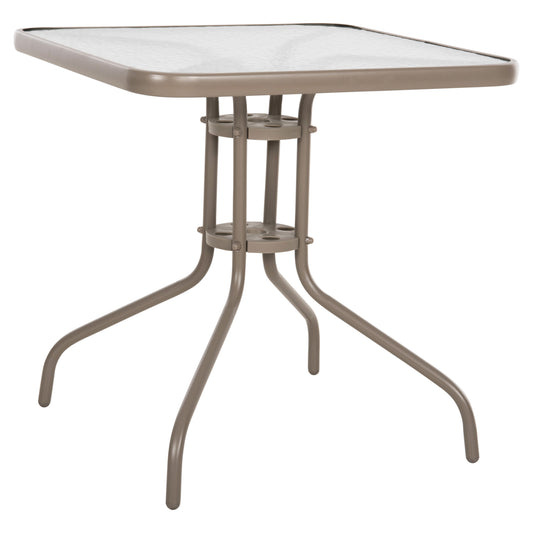 OUTDOOR TABLE SQUARE FIGO HM5036.04 CHAMPAGNE METAL-GLASS TABLETOP 70Χ70Χ72.5Hcm image 1
