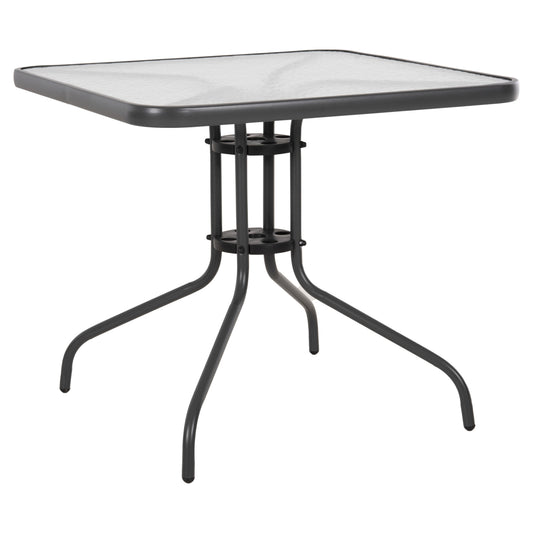 OUTDOOR TABLE SQUARE FIGO HM5972.01 GREY METAL-GLASS TABLETOP 80Χ80Χ71Hcm image 1