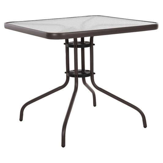 OUTDOOR TABLE SQUARE FIGO HM5972.02 BROWN METAL-GLASS TABLETOP 80Χ80Χ71Hcm image 1