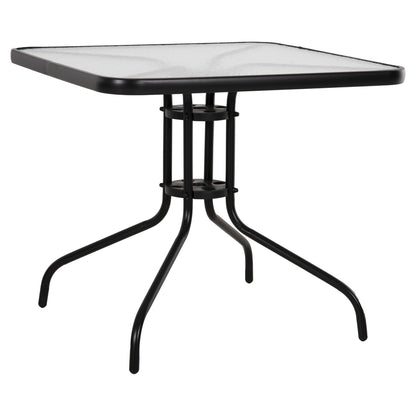 OUTDOOR TABLE SQUARE FIGO HM5972.03 BLACK METAL-GLASS TABLETOP 80Χ80Χ71Hcm image 1