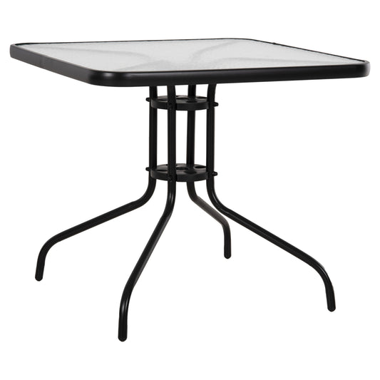 OUTDOOR TABLE SQUARE FIGO HM5972.03 BLACK METAL-GLASS TABLETOP 80Χ80Χ71Hcm image 1