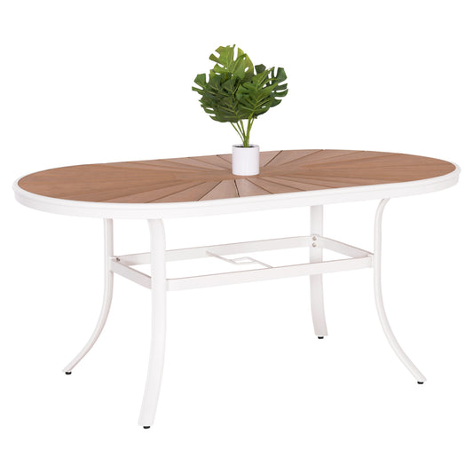 OUTDOOR DINING TABLE TELAMO HM6288.02 ALUMINUM IN WHITE & POLYWOOD TABLETOP 160X90Χ73.5Hcm. image 1