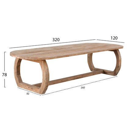 Трапезарна Маса Lee от Рециклирано Тиково Дърво 320x120x78Hcm