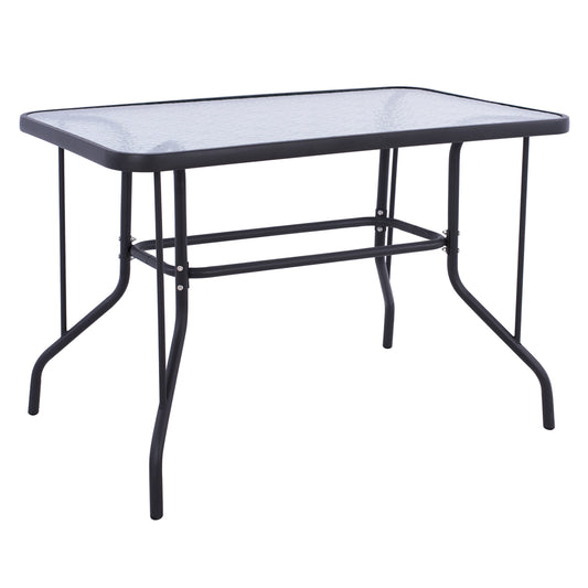 OUTDOOR METALLIC TABLE ADAM HM5020.01 DARK GREY WITH SAFETY GLASS TOP 110Χ60Χ71Hcm. image 1
