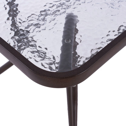 OUTDOOR METALLIC TABLE ADAM HM5020.02 BROWN WITH REINFORCED GLASS TOP 110Χ60Χ71Hcm.