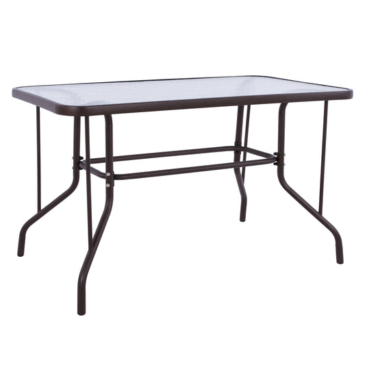 OUTDOOR METALLIC TABLE ADAM HM5020.02 BROWN WITH REINFORCED GLASS TOP 110Χ60Χ71Hcm. image 1
