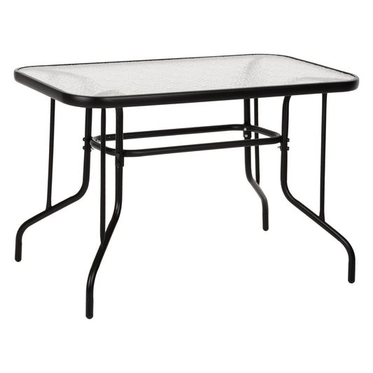 OUTDOOR METALLIC TABLE ADAM HM5020.03 BLACK WITH REINFORCED GLASS TOP 110Χ60Χ71Hcm. image 1