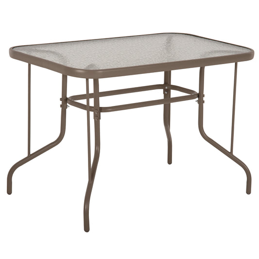 OUTDOOR METALLIC TABLE ADAM HM5020.04 CHAMPAGNE COLOR WITH REINFORCED GLASS TOP 110Χ60Χ71Hcm. image 1