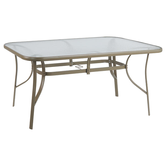 DINING TABLE BRUNO HM5074.04 METAL IN CHAMPAGNE COLOR-TEMPERED GLASS 160Χ90Χ72Hcm. image 1