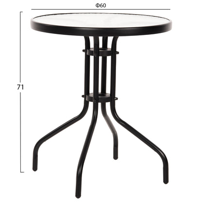 TABLE LIMA HM5079.03 METAL BLACK WITH TEMPERED GLASS TOP Φ60x68Hcm.