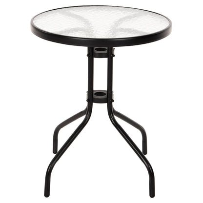 TABLE LIMA HM5079.03 METAL BLACK WITH TEMPERED GLASS TOP Φ60x68Hcm.