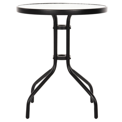 TABLE LIMA HM5079.03 METAL BLACK WITH TEMPERED GLASS TOP Φ60x68Hcm.