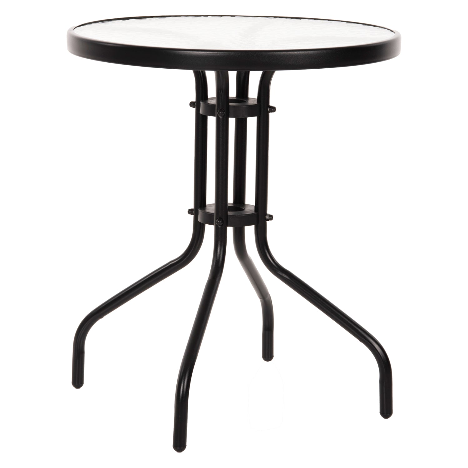 TABLE LIMA HM5079.03 METAL BLACK WITH TEMPERED GLASS TOP Φ60x68Hcm. image 1