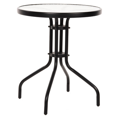 TABLE LIMA HM5079.03 METAL BLACK WITH TEMPERED GLASS TOP Φ60x68Hcm. image 1