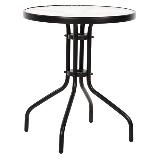 TABLE LIMA HM5079.03 METAL BLACK WITH TEMPERED GLASS TOP Φ60x68Hcm. image 1