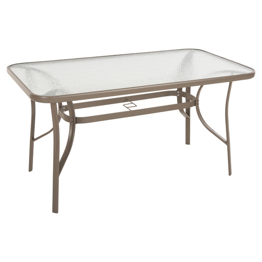 TABLE BRUNO HM5106.04 METALLIC IN CHAMPAGNE COLOR WITH TEMPERED GLASS TABLETOP 140Χ80Χ71Hcm. image 1