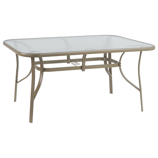 DINING TABLE BRUNO HM5145.04 METAL IN CHAMPAGNE COLOR-TEMPERED GLASS 150Χ90Χ72Hcm. image 1