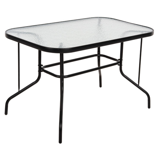 OUTDOOR METALLIC TABLE ADAM HM5679.03 BLACK WITH REINFORCED GLASS TOP 120Χ70Χ70Hcm. image 1