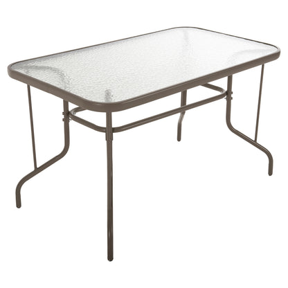 OUTDOOR METALLIC TABLE ADAM HM5679.04 CHAMPAGNE COLOR WITH REINFORCED GLASS TOP 120Χ70Χ71Hcm. image 1