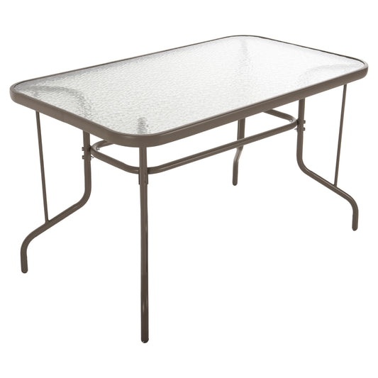 OUTDOOR METALLIC TABLE ADAM HM5679.04 CHAMPAGNE COLOR WITH REINFORCED GLASS TOP 120Χ70Χ71Hcm. image 1