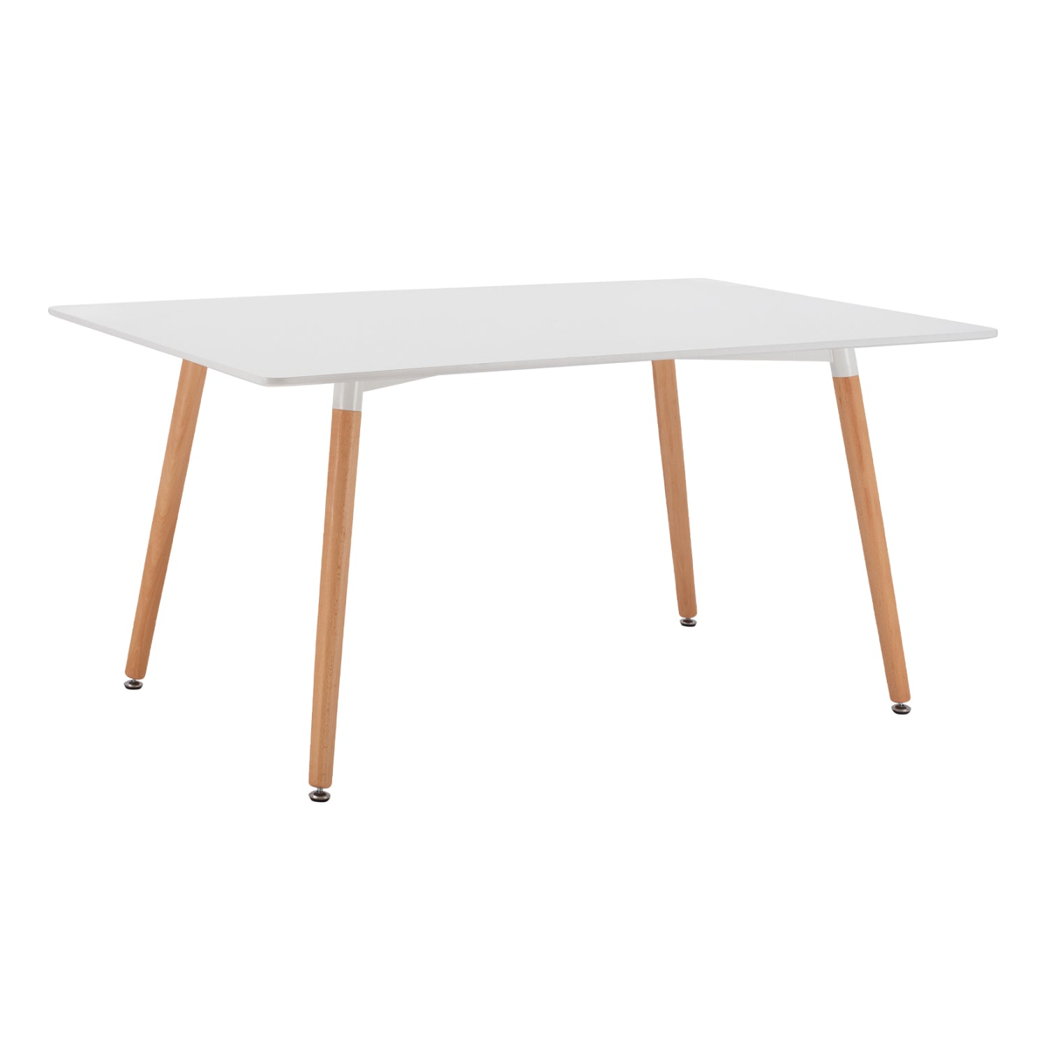 Kitchen Table HM8697.01 Minimal, White MDF, legs BEECH, 160x90x74 image 1