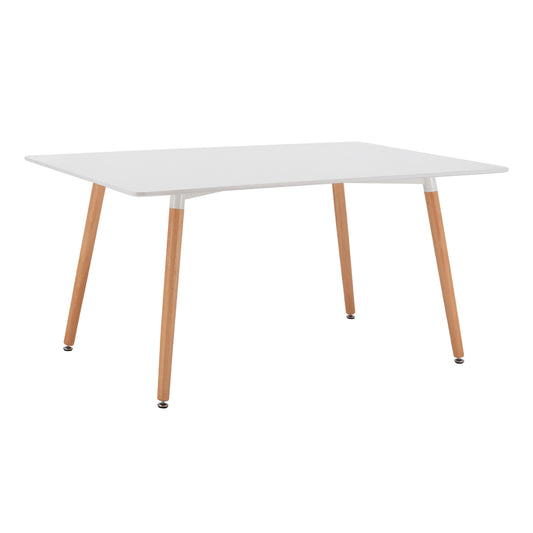 Kitchen Table HM8697.01 Minimal, White MDF, legs BEECH, 160x90x74 image 1