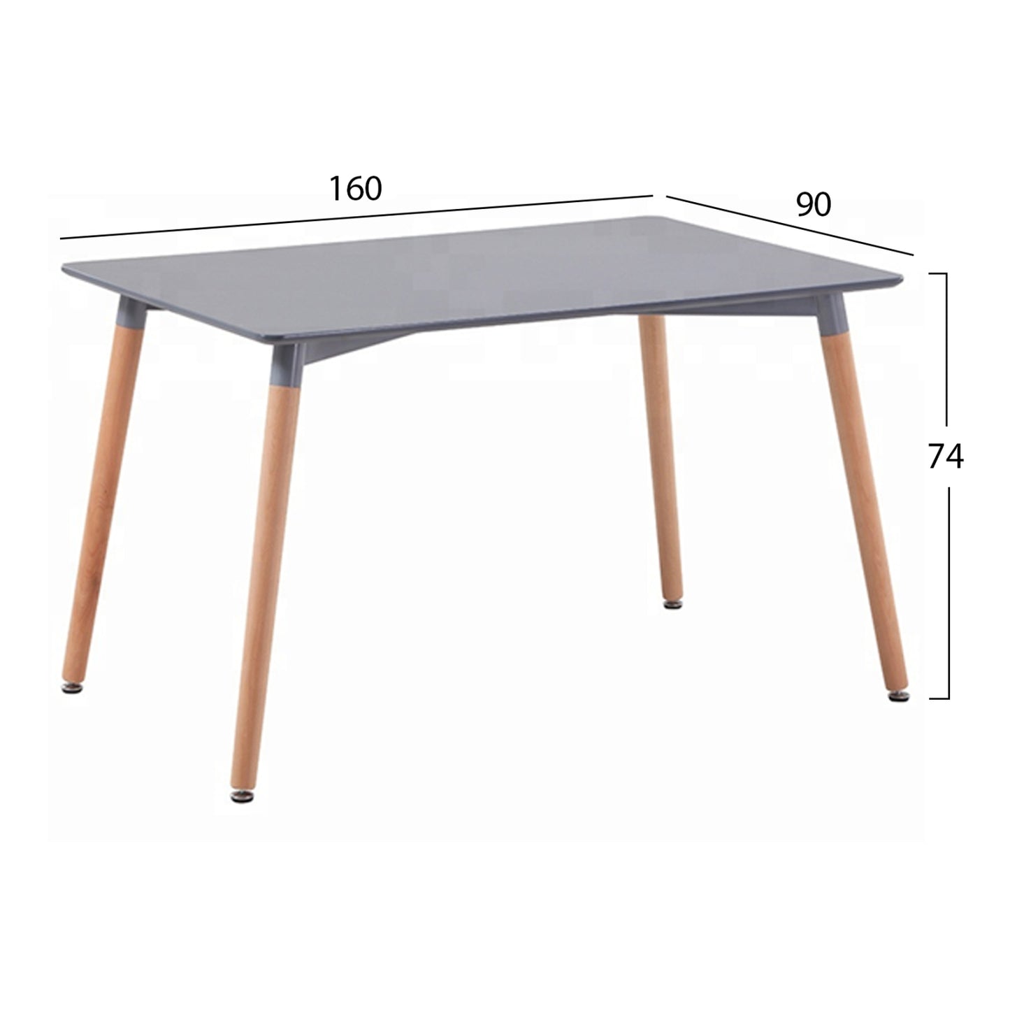 Трапезна Масa HM8697.10 MINIMAL с Grey MDF и Бук, 160x90x74,5 cm