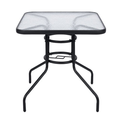 OUTDOOR TABLE SQUARE FIGO HM5036.01 GREY METAL-GLASS TABLETOP 70Χ70Χ72Hcm