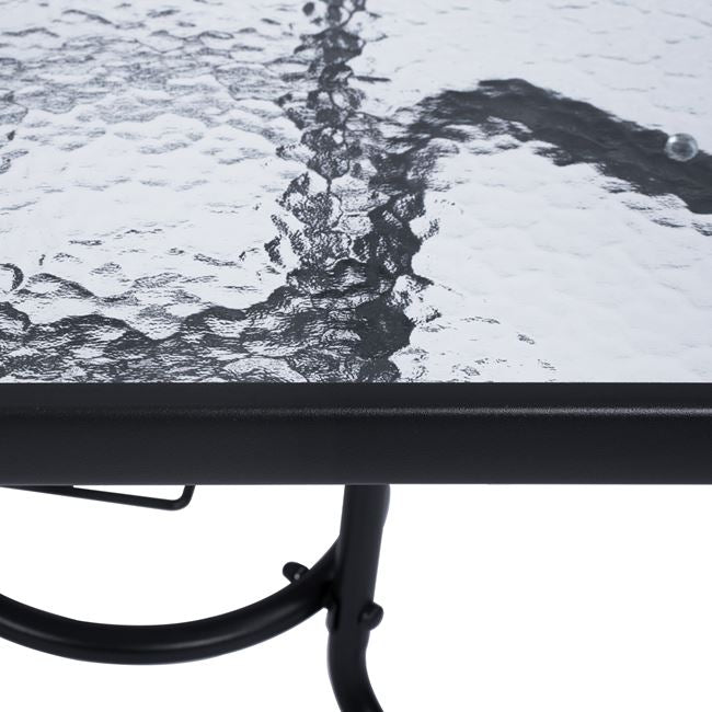 OUTDOOR TABLE SQUARE FIGO HM5036.01 GREY METAL-GLASS TABLETOP 70Χ70Χ72Hcm