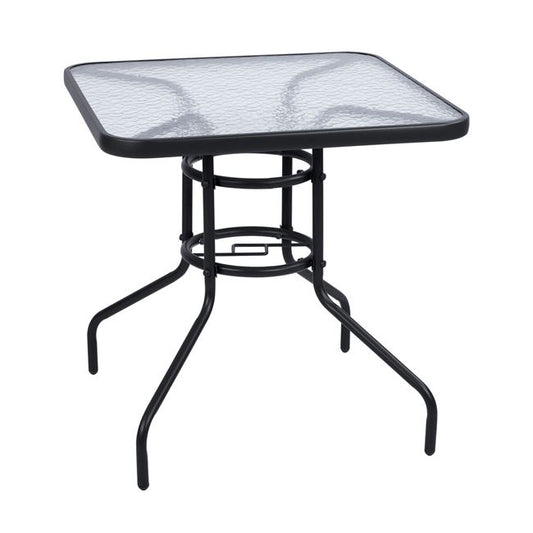 OUTDOOR TABLE SQUARE FIGO HM5036.01 GREY METAL-GLASS TABLETOP 70Χ70Χ72Hcm image 1