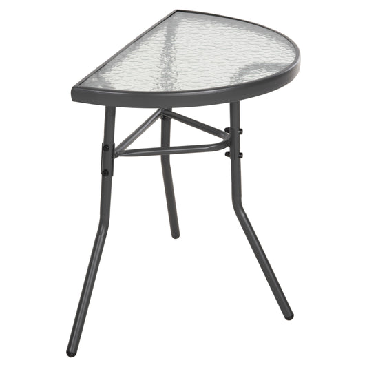 SEMICIRCULAR TABLE LIMA HM5967.01 METAL IN GREY WITH GLASS TOP 70x40x64,5Hcm. image 1