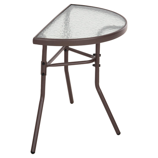 SEMICIRCULAR TABLE LIMA HM5967.02 METAL IN BROWN WITH GLASS TOP 70x40x64,5Hcm. image 1