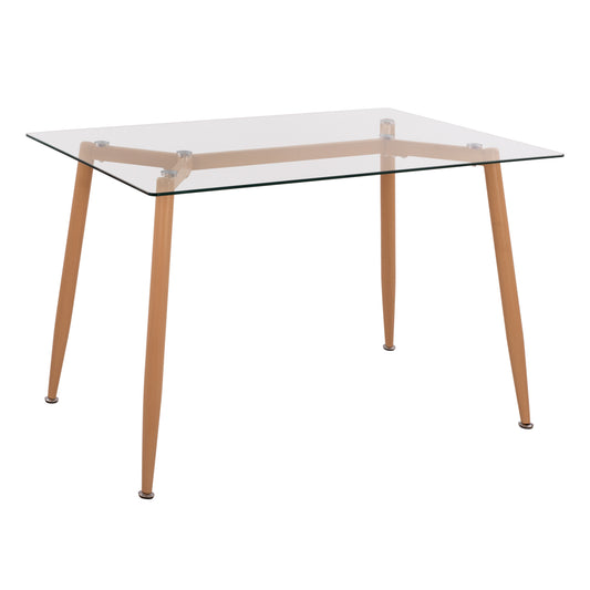 Kitchen Table Metallic Natural legs with Glass HM8498.02 120x70x75.5cm image 1