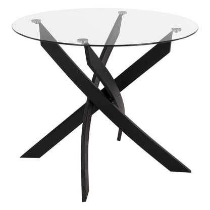 Dining Table Round JAFARU Metallic Black Tempered Glass Φ90x75Hcm HM8499.01 image 1