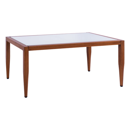 Aluminum Table Bamboo Look with glass 100x58x46 HM5551.01 image 1