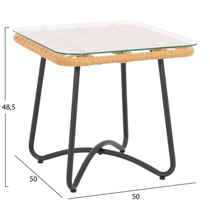 Metallic table HM5717 with wicker beige 50x50x48.5cm
