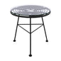 Metallic table Allegra with Wicker in Black color and glass HM5459.02 ''45x46cm image 1