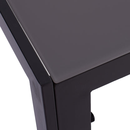 METALLIC TABLE IN GREY WITH GREY GLASS 150x90x75cm HM5767.01