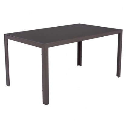 METALLIC TABLE IN BROWN WITH BROWN GLASS 150X90X75cm HM5767.02
