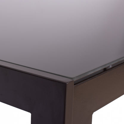 METALLIC TABLE IN BROWN WITH BROWN GLASS 150X90X75cm HM5767.02