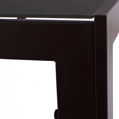 METALLIC TABLE IN BROWN WITH BROWN GLASS 150X90X75cm HM5767.02